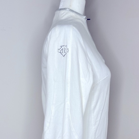 Y2K vintage Descente white rhinestone logo spandex layer pullover - Picture 3 of 8